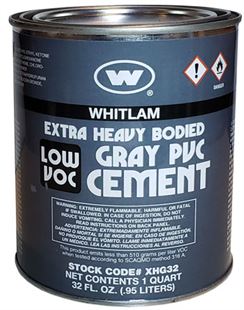 WHITLAM Gray Extra Heavy Bodied Low VOC PVC Cement