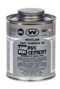 WHITLAM Gray Sch. 80 Heavy Bodied Low VOC PVC Cement